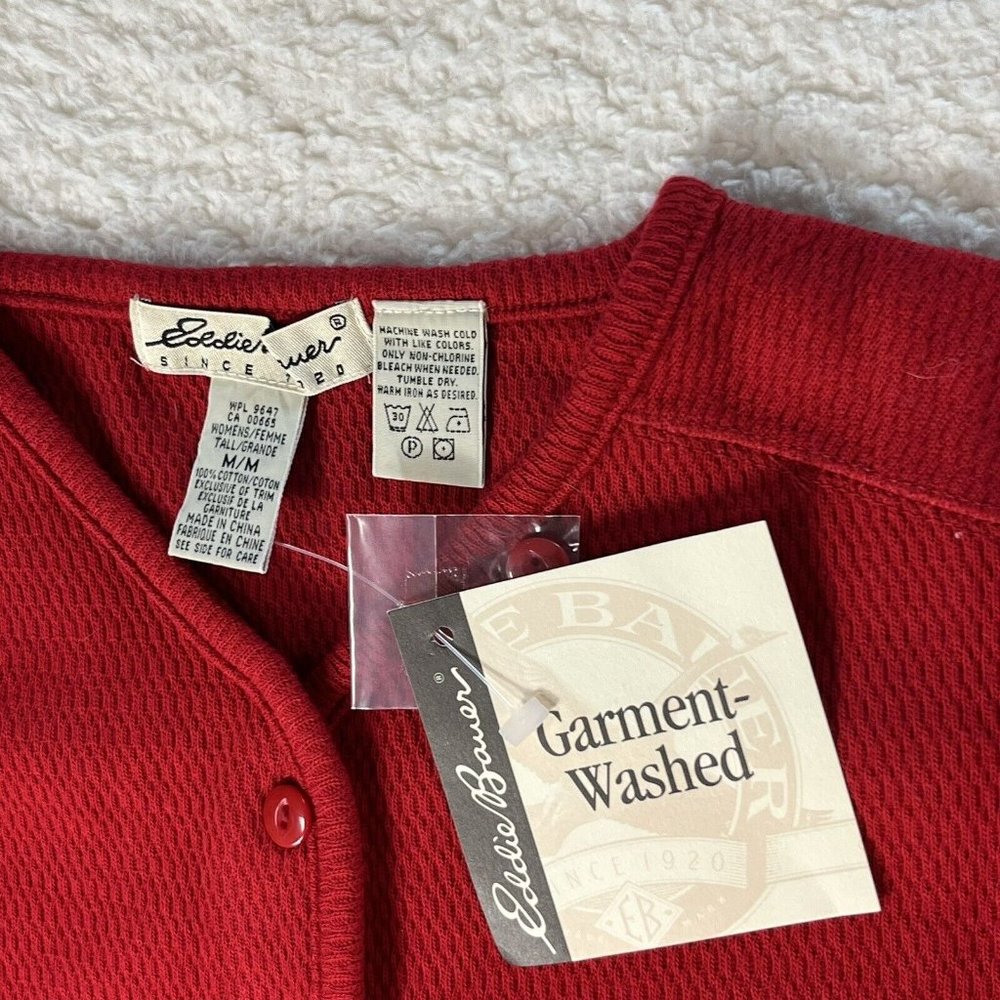 Vintage Eddie Bauer Women's Cotton One Piece Base layer Pajamas Medium Tall Red - Picture 3 of 9